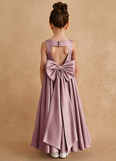 Azazie Bettie Flower Girl Dresses Dusty Rose A-Line Bow Matte Satin Dress image1