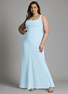 Azazie Agustina Bridesmaid Dresses Sky Blue Mermaid Corset Chiffon Dress image8