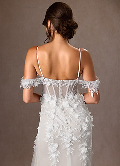 Azazie Alethea Wedding Dresses Diamond White Mermaid Strapless Lace Dress image9
