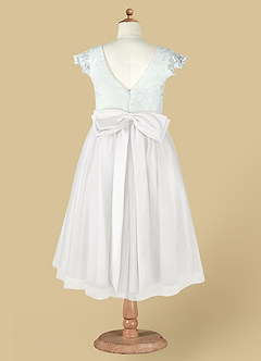 Azazie Vetty Flower Girl Dresses Ivory White A-Line Lace Tulle Dress image14