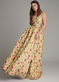 Azazie Zeta Probar vestidos en casa Vestido de Girasol de Brocado de Corte en A con Corsé image7