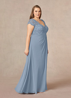 Azazie Jet Kleider für die Brautmutter A-Linie Pailletten Chiffon Kleid Staubblau image12