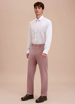 front Ethan Dusty Rose Refined Weave Dress Pants