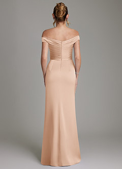 Azazie Teyana Bridesmaid Dresses English Rose Sheath Off the Shoulder Stretch Satin Dress image7
