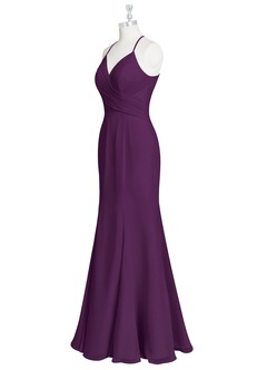 Azazie Carolina Bridesmaid Dresses Grape Mermaid Ruched Chiffon Dress image8