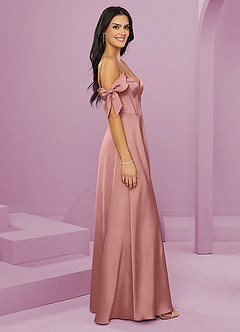 Barbie ♥ Azazie Bridesmaid Dresses Rosette A-Line Off the Shoulder Stretch Satin Dress image4
