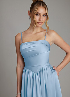 Azazie Zena Bridesmaid Dresses Powder Blue A-Line Strapless Stretch Satin Dress image2