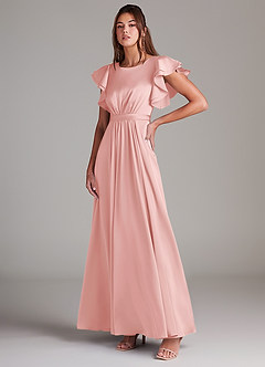 Azazie Daphne Modest brudtärna klänningar Klä A-Linje Rynkad Golvlängd Stretch Satin image4