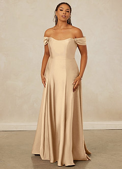 Christian Siriano Bridal for Azazie 1002 Bridesmaid Dresses Off Shoulder Stretch Satin A-line Dress image8