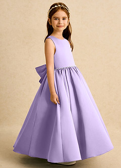 Azazie Daisies Flower Girl Dresses Lilac Ball-Gown Bow Matte Satin Dress image6
