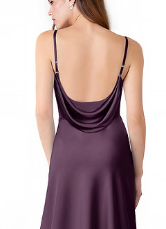 Azazie Alaija Bridesmaid Dresses Plum Mermaid Side Slit Stretch Satin Dress image6