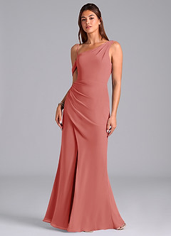 Azazie Madelyn Robes de demoiselle d'honneur Robe Sirène Convertible en Mousseline de soie Asymétrique Antique Rose image4