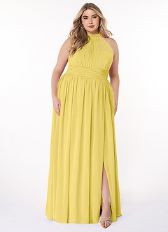 Azazie Iman Bridesmaid Dresses Canary A-Line A-Line Ruched Chiffon Dress image8