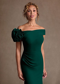 Azazie Gwynne vestidos de madre de la novia Vestido de Pino de Crepé elástico de Corte Sirena con Vestidos sin tirantes image6