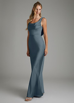 Azazie Elena Bridesmaid Dresses Twilight Mermaid Pleated Stretch Satin Dress image4
