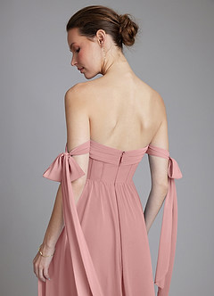 Azazie Ayanna Bridesmaid Dresses Dusty Rose A-Line Off the Shoulder Chiffon Dress image8