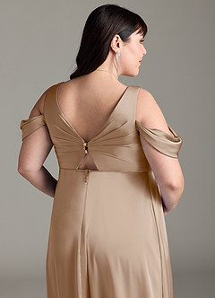 Azazie Rhea Zwangerschaps Bruidsmeisjekleding A-Lijn Off The Shoulder Geplooid Stretch Satijn Vloerlengte Jurk image13