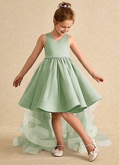 Azazie Julietta vestidos de niña de las flores Vestido de Salvia Polvorienta de Tul de Princesa con Convertible image5