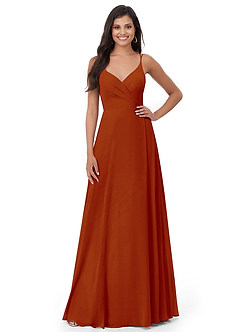 Azazie Lennon Bridesmaid Dresses Paprika A-Line Lace Chiffon Dress image5