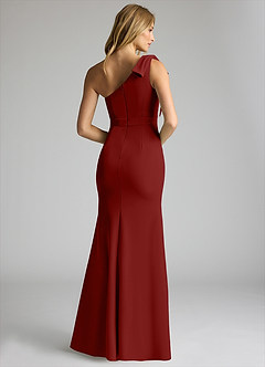 Azazie Rinna Brautjungfernkleider Meerjungfrau-Linie One-Shoulder Stretch-Krepp Kleid Terrakotta image2