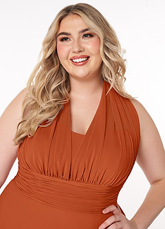 Azazie Fifi Bridesmaid Dresses Burnt Orange A-Line Strapless Chiffon Convertible Dress image16