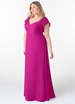Azazie Syenna Jurken voor bruidsmeisjes Jurk van Chiffon met A-Lijn Ruches Fuchsia image8