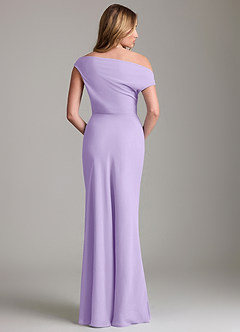 Azazie Emerson Bridesmaid Dresses Lilac Sheath Off the Shoulder Chiffon Dress image4