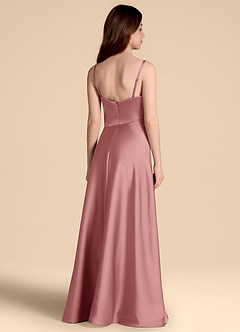 Azazie Prisha Junior Jurk van Stretch Satijn met A-Lijn Geplooid Stoffige Roos image2