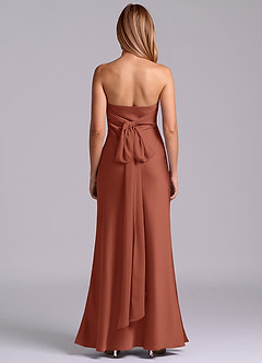 Azazie Ailanie Brudtärnklänningar Klä av Tubklänning i Stretch Satin Axelbandslös Kastanjebrunt image7