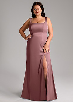 Azazie Frostine Bridesmaid Dresses Vintage Mauve A-Line Bow Stretch Satin Dress image14