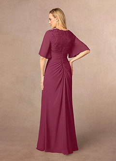 Azazie Carson Mother of the Bride Dresses Mulberry A-Line V-Neck Lace Chiffon Dress image3