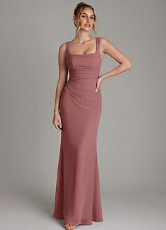 Azazie Agustina Bridesmaid Dresses Desert Rose Mermaid Corset Chiffon Dress image1