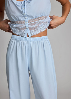front Ensemble pyjama débardeur et pantalon long en lyocell et coton avec taille en dentelle