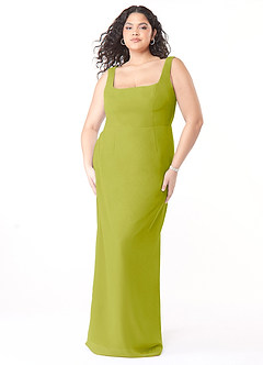Azazie Flori Bridesmaid Dresses Lemongrass Sheath Square Neckline Chiffon Dress image9