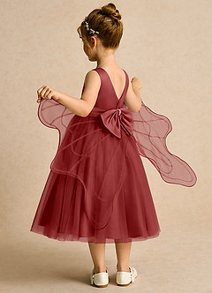 Azazie Pear Flower Girl Dresses Rust Ball-Gown Bow Tulle Dress image5