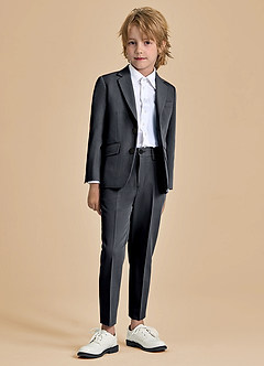 front Oliver Boys Charcoal 2-Piece Suit