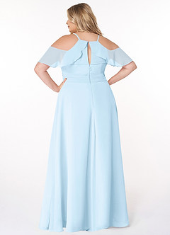 Azazie Dakota Brautjungfernkleider A-Linie V-Hals Gefaltet Chiffon Kleid Himmelblau image7