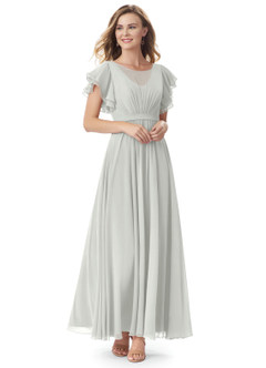 Azazie Daphne Modest Bridesmaid Dresses A-Line Ruffled Chiffon Floor-Length Dress image5