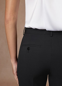 front Victoria Black Refined Weave Full Length Dress Pants