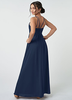 Azazie Leighton Junior Dark Navy A-Line Pleated Chiffon Dress image5