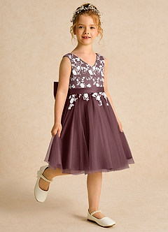 Azazie Butterfly Blumenmädchenkleider A-Linie Spitze Kleid Sangria image3