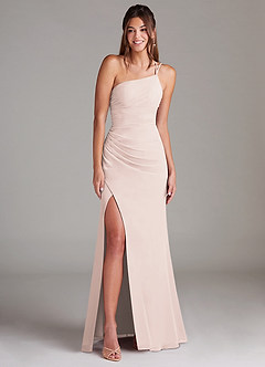 Azazie Eren Brautjungfernkleider Etui One-Shoulder Chiffon Kleid Blassrosa image3