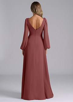 Azazie Omari Bridesmaid Dresses Amethyst A-Line Long Sleeve Chiffon Dress image6