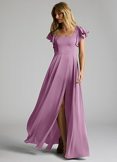 Azazie Bondi Brautjungfernkleider A-Linie Schleifen Stretch-Satin Kleid Blauregen image6