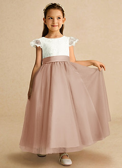 Azazie Pookie Flower Girl Dresses English Rose A-Line Lace Tulle Dress image4
