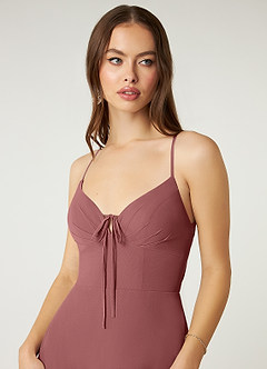 Azazie Minie Bridesmaid Dresses Amethyst A-Line Bow Chiffon Dress image6
