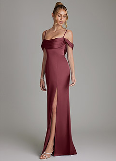 Azazie Nira Bridesmaid Dresses Merlot Mermaid Corset Stretch Satin Dress image6