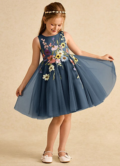 Azazie Prima Flower Girl Dresses Neptune A-Line Bow Tulle Dress image3