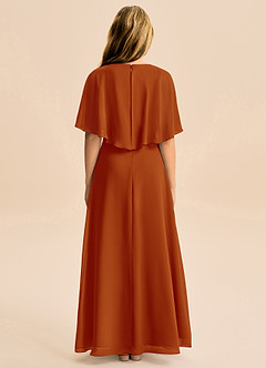 Azazie Maris Junior Robe Trapèze en Mousseline de soie Paprika image2