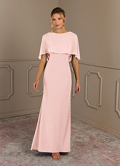 Azazie Dion Mother of the Bride Dresses Blushing Pink Sheath Scoop Stretch Crepe Dress image3